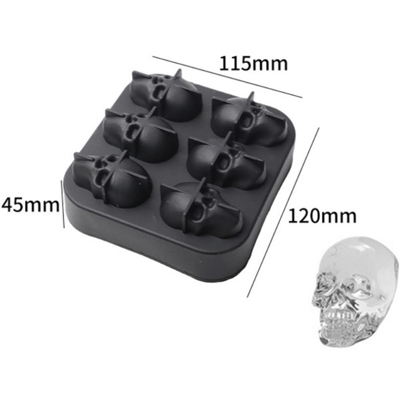 4/6 Grids 3D Skull Ice Cube Tray with Funnel Silicone Flexible Ice Maker Molds Ice Cube Maker Cream Tools