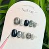 10Pcs Handmade Black Cat Eye Star Press On Nails Short Square Round Sweet Cool Wearable False Nail Art For Women Girls