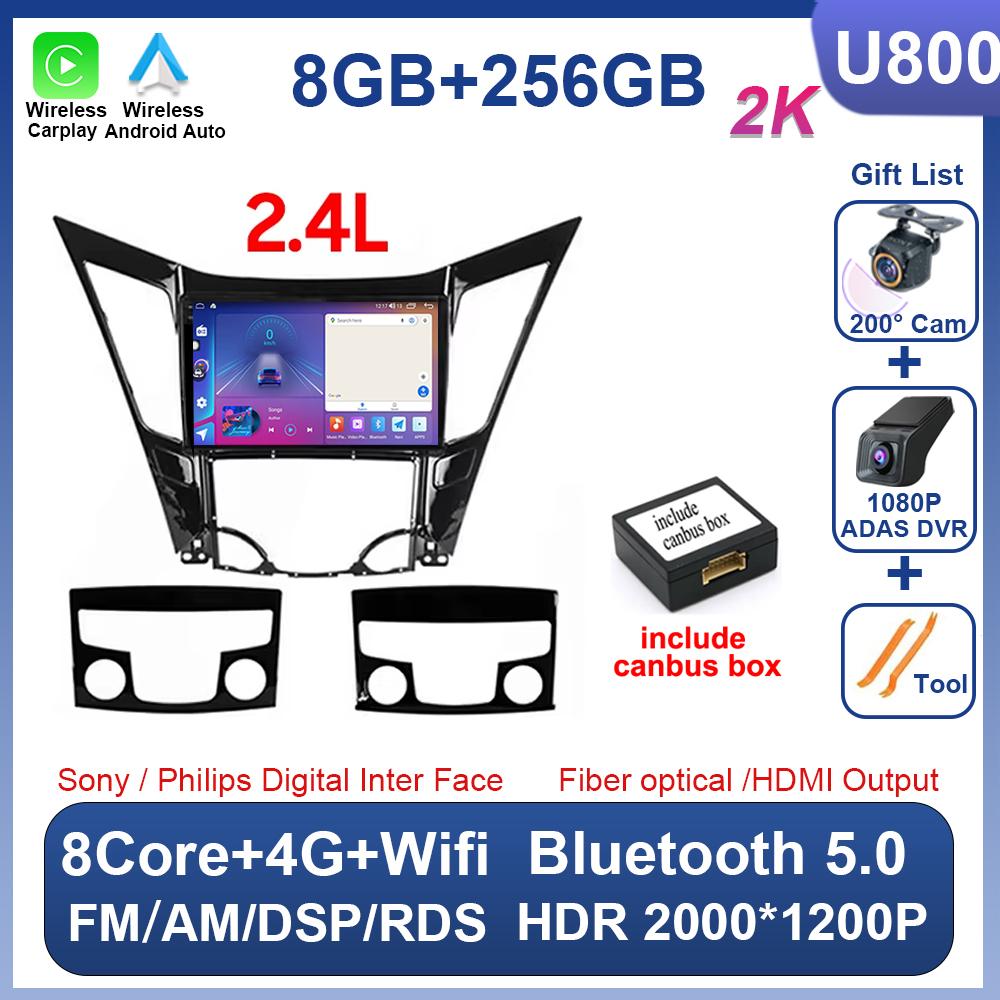 For Hyundai Sonata 6 YF 2009 - 2015 Android 14 Car Radio Multimedia Video Player GPS Navigation AI Voice 4G CarPlay Head Unit