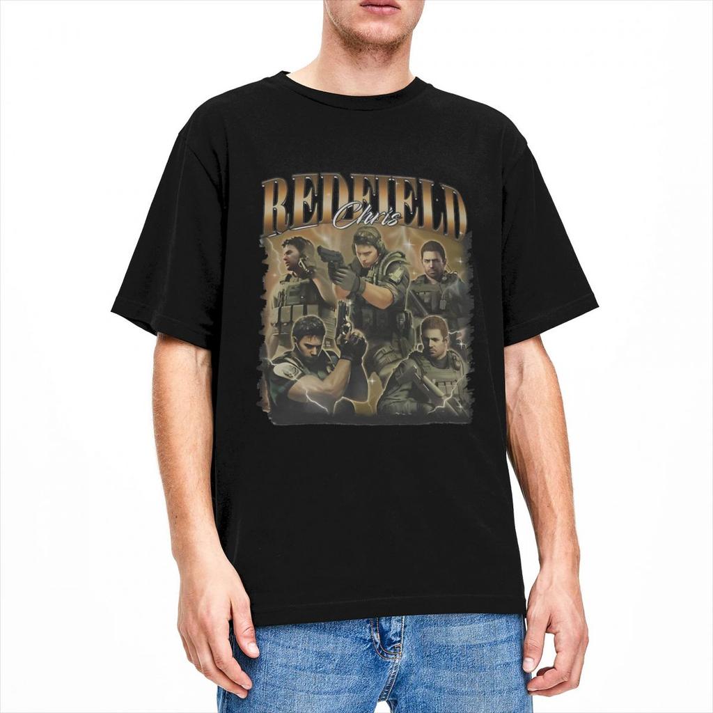 Chris Redfield Game Resident Evils T-Shirts Men Hipster 100% Cotton Tees Crewneck Short Sleeve T Shirt Plus Size Clothing