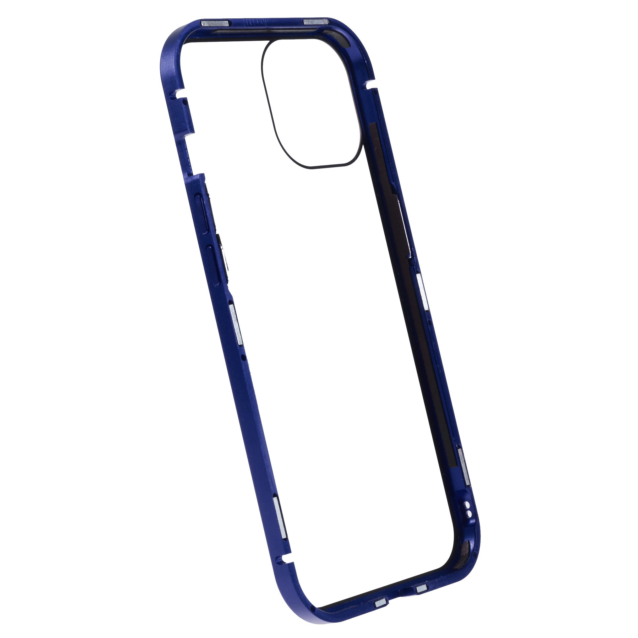 

For iPhone 15 Plus Anti-Spy Phone Case Magnetic Adsorption Metal Frame+Double-sided Tempered Glass Shockproof Cover Dark Blue