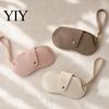 Compact Glasses Storage Bag Sunglasses Pouch, Imitation Leather Hanging Case Durable Eyeglass Holder with Carabiner, Portable Eyeglasses for
