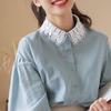 New Fall/Winter Crochet Lace Chiffon Shirt Dickey with Turn-Down Collar