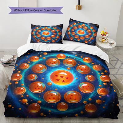 DRAGON BALL Pattern Bedding,Quilt Set Quilt Cover Pillowcase Home Birthday Gift (1 * Duvet Cover + 2 * Pillowcase, Without Core)