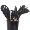 Wooden Handle Silicone Kitchen Utensils Non Stick Cooking Spoon Spatula Brush Scraper Clip Set