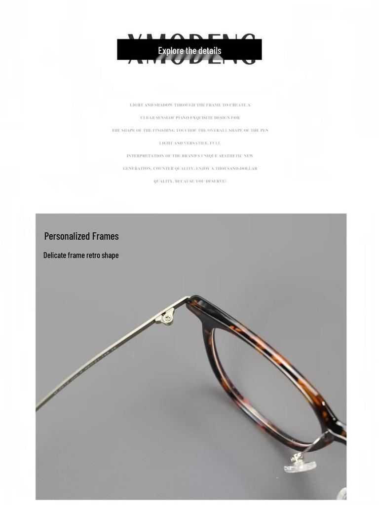Unisex Pure Titanium Eyeglass Frames with Full-Frame and Acetate TR Options for Myopia, Compatible with Prescription Lenses.