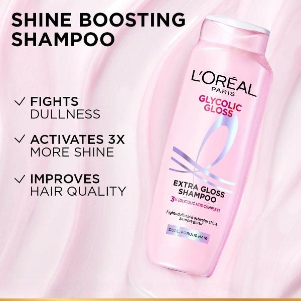 L’Oréal Paris Glycolic Gloss Shine Boosting Shampoo 340ml | powered by 3% Glycolic Acid | for dull hair