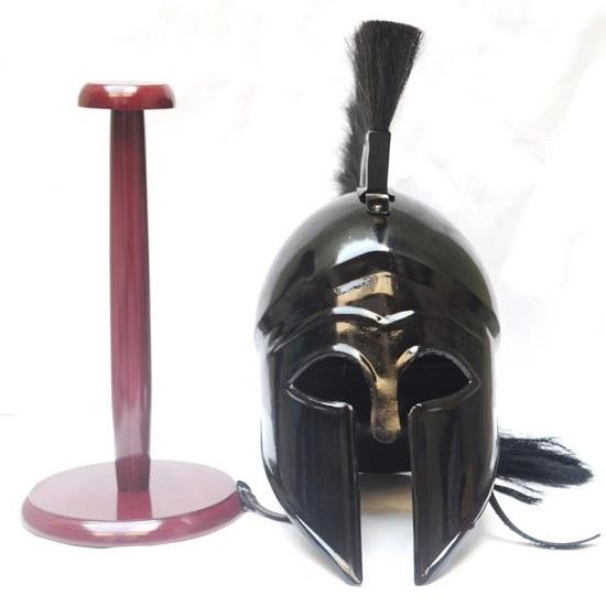 Black Spartan Warrior Helmet with Crest Greek Corinthian Helmet