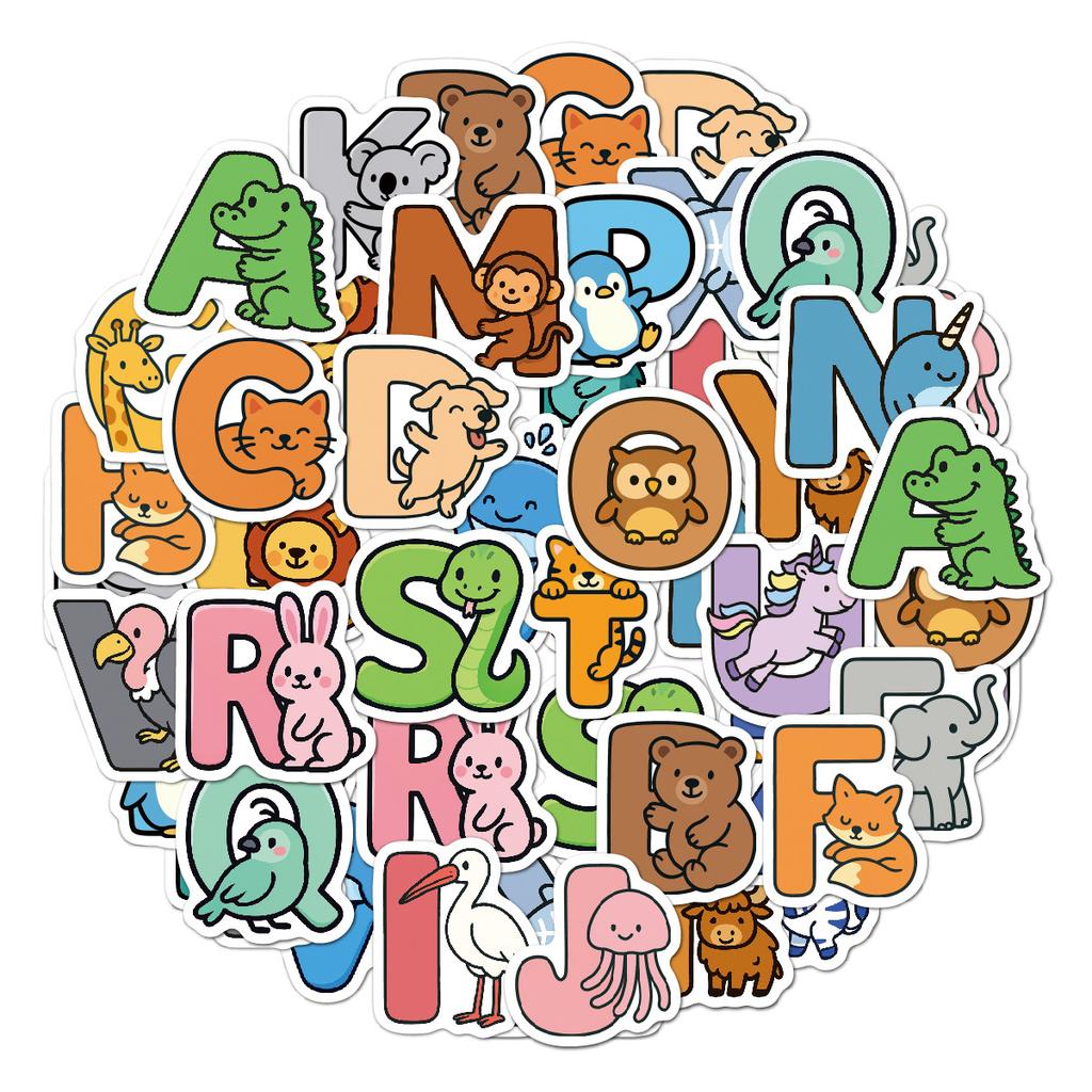 Animal Letter Stickers 52 Stationery Creative Water Cups Personalized Toys Matching Children's Spelling Letter Stickers