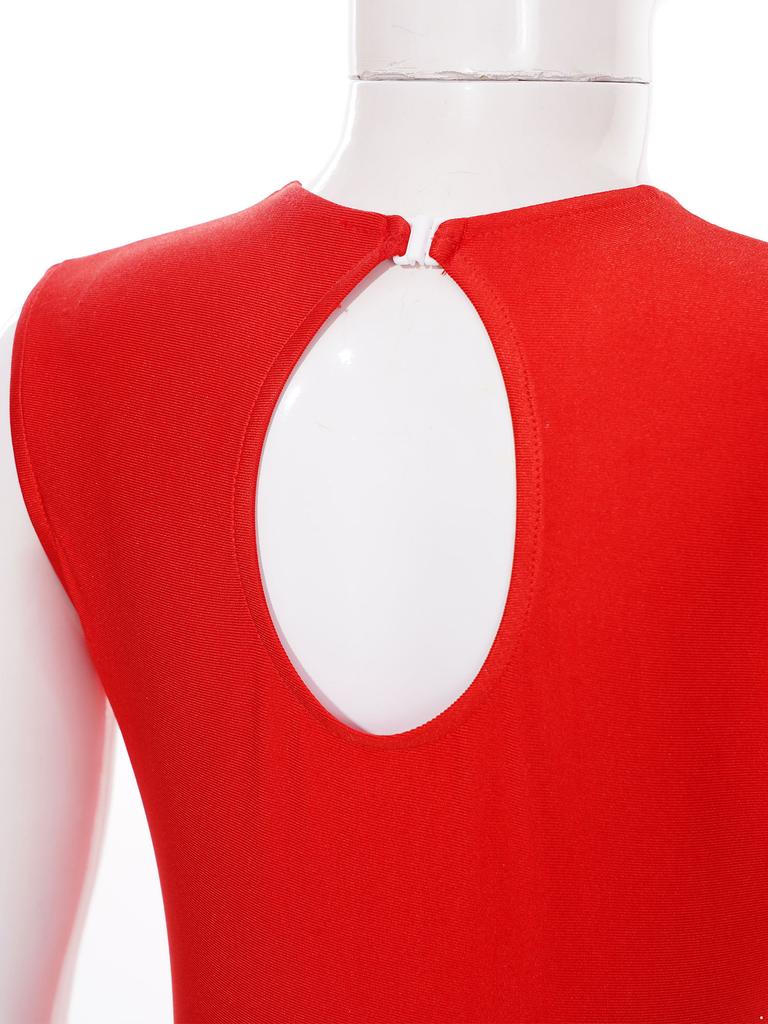 Dívčí gymnastický dres Metalický lesklý patchwork Kamínky Klíčová dírka na zádech Bez rukávů Body