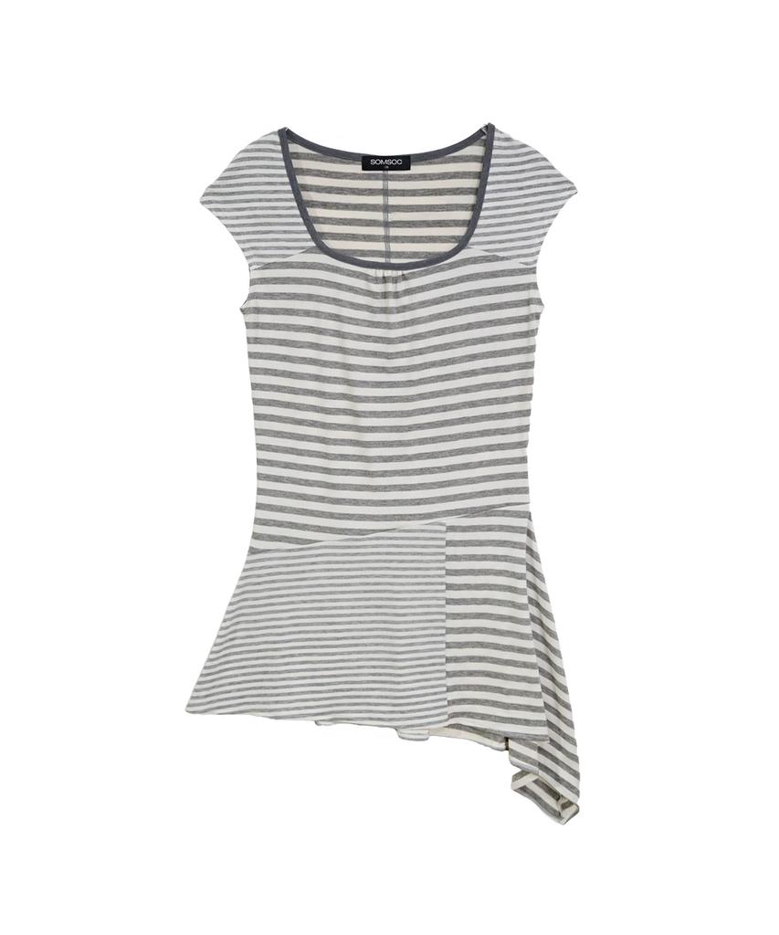 Som Sok Cookie Contrast Shirring Dress_M.Grey