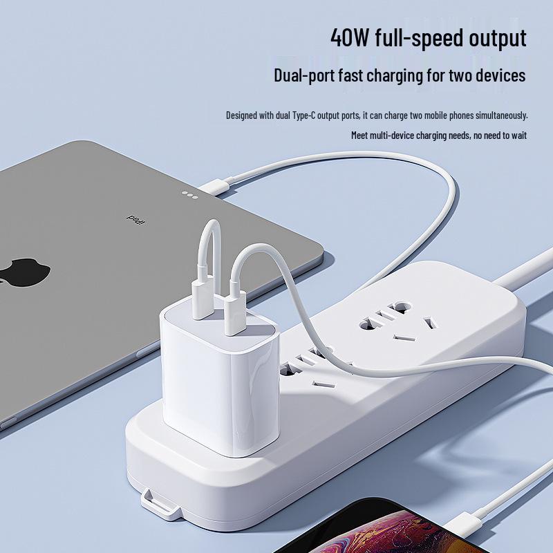 PD40W Dual USB-C Fast Charger for Apple Devices - US/EU Standard, Dual Port