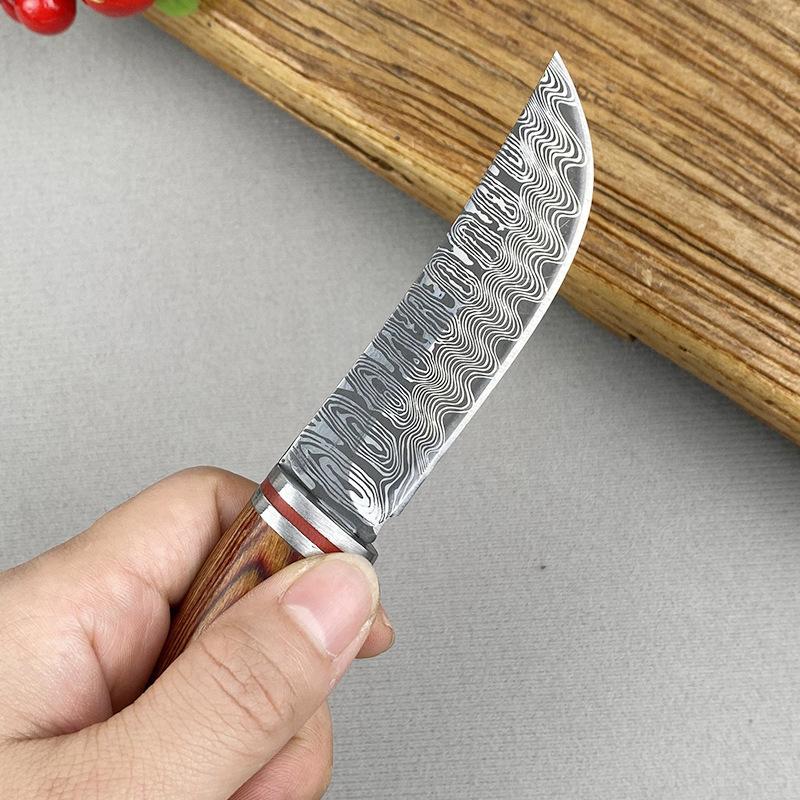 Kitchen Boning Knife Damascus Pattern Utility Knife Stainless Steel Barbecue Fishing Meat Cutting Tools with Sheath