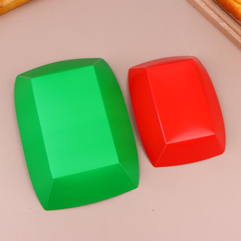 Disposable Paper Food Trays 12Pcs Solid Color Boat Shape Popcorn Boxes Lightweight for Carnival Festival Food