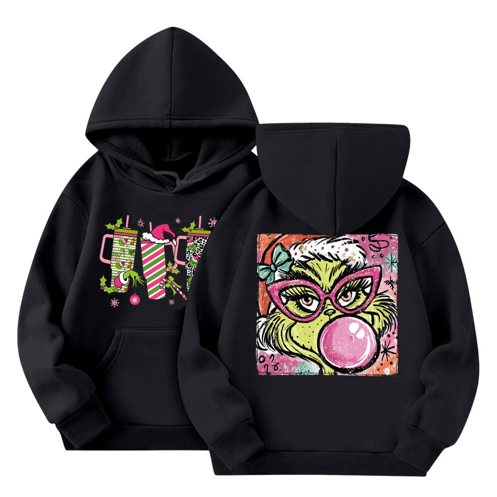 Barne Mote Lett Langermet Genser Med Lommer Trykk Hettegenser