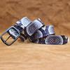 Real Cowhide Retro Owl Eyes Graffiti Printed Belt Personalized Retro Belt American Japanese and Korean Style