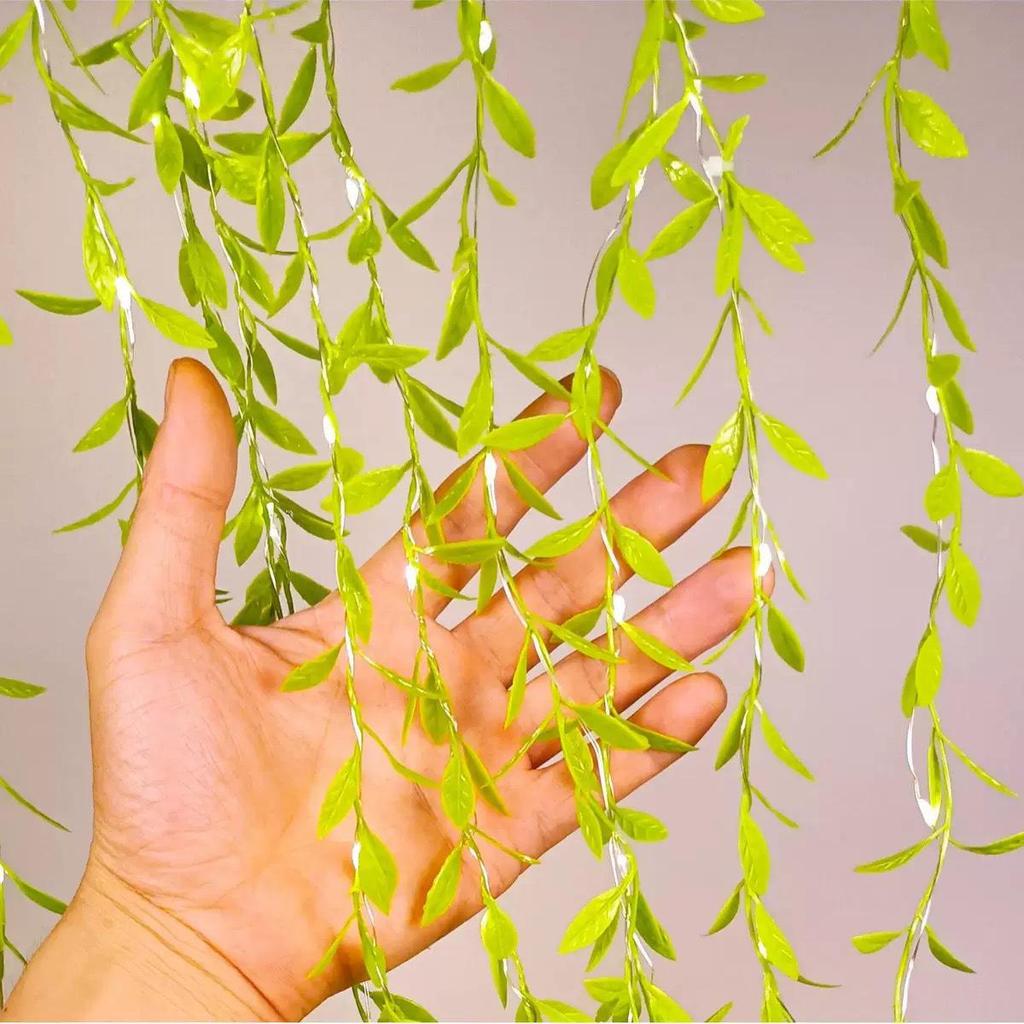 Cross-Border LED Golden Leaf String Lights - Christmas Green Vine with Luminous Leaves