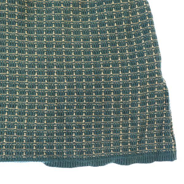 REDYAZEL Grid pattern Long sleeve knit one piece F green Women Used