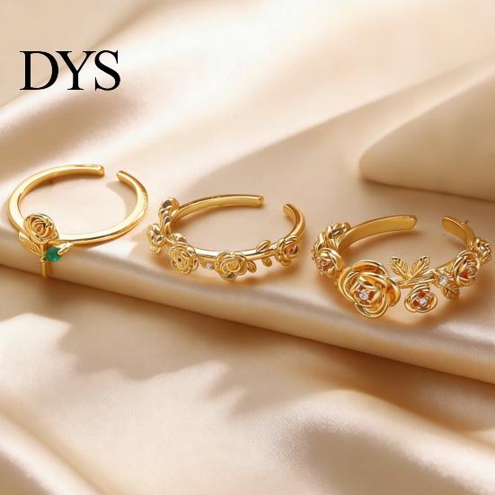Daily Wear Adjustable Ring Rose Flower Stackable Band for Women Girls Layered Carving Wrap Open Jewelry Gift Birthday Valentine's Day