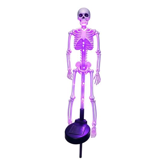 Automatic Dusk to Dawn Lamps Solar Skeleton Garden Stake Light, Halloween 3D Glowing Skull Yard Festive Outdoor Party Lighting Decor with LED,