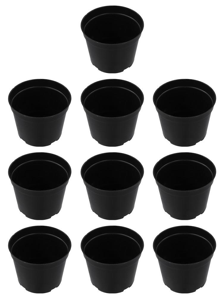 10 stk Svarte Plast Plantepotter Sett med Robuste Blomsterpotter i Størrelser