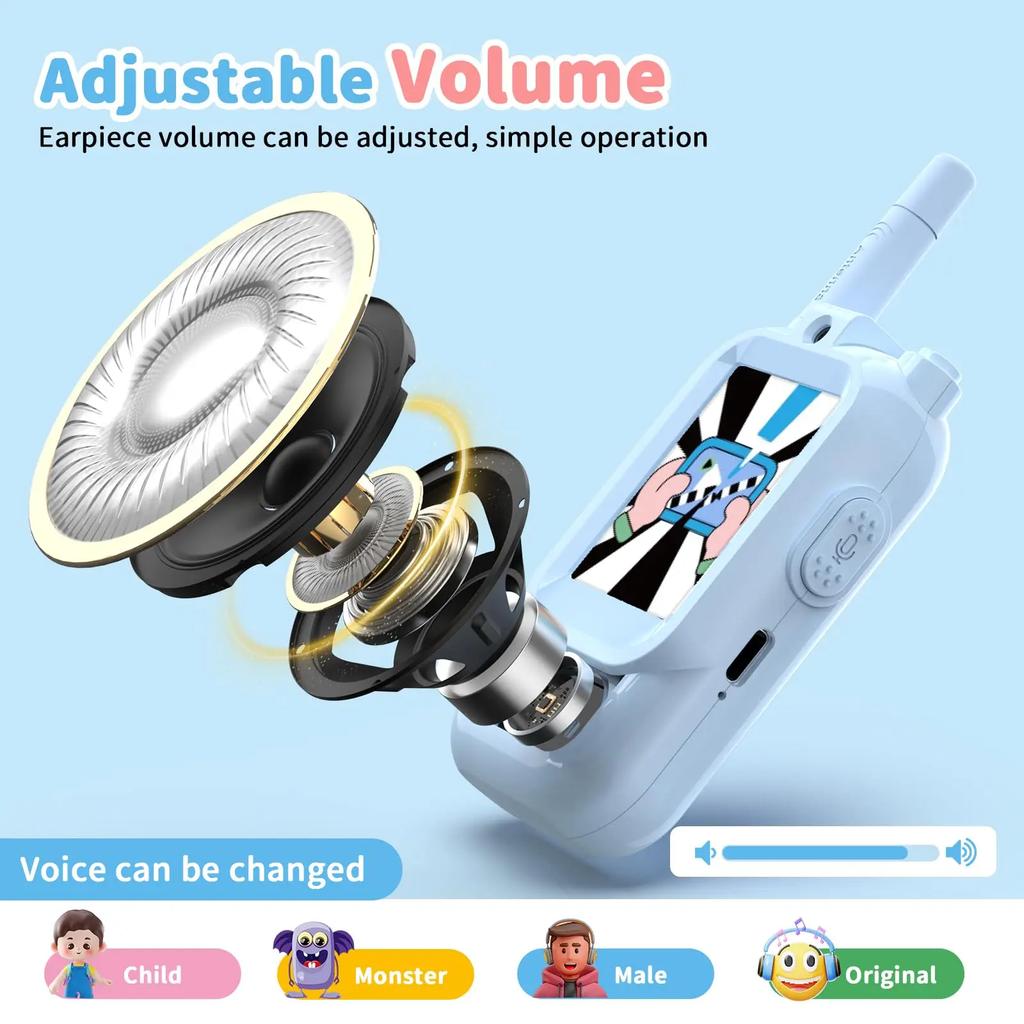 2 Stück Video-Walkie-Talkies für Kinder 2-Zoll Video-Intercom Wiederaufladbare Sprachschriften Ein-Klick-Anruf Cartoon-Intercom Spielzeug Geschenk