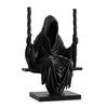 DYS 3D-gedruckte sitzende Sensenmann-Statue, gesichtsloser Mann in schwarzem Gewand auf Schaukel-Figur, gotische Kapuze Skulptur Ornament, dunkler Stil Figur Dekoration