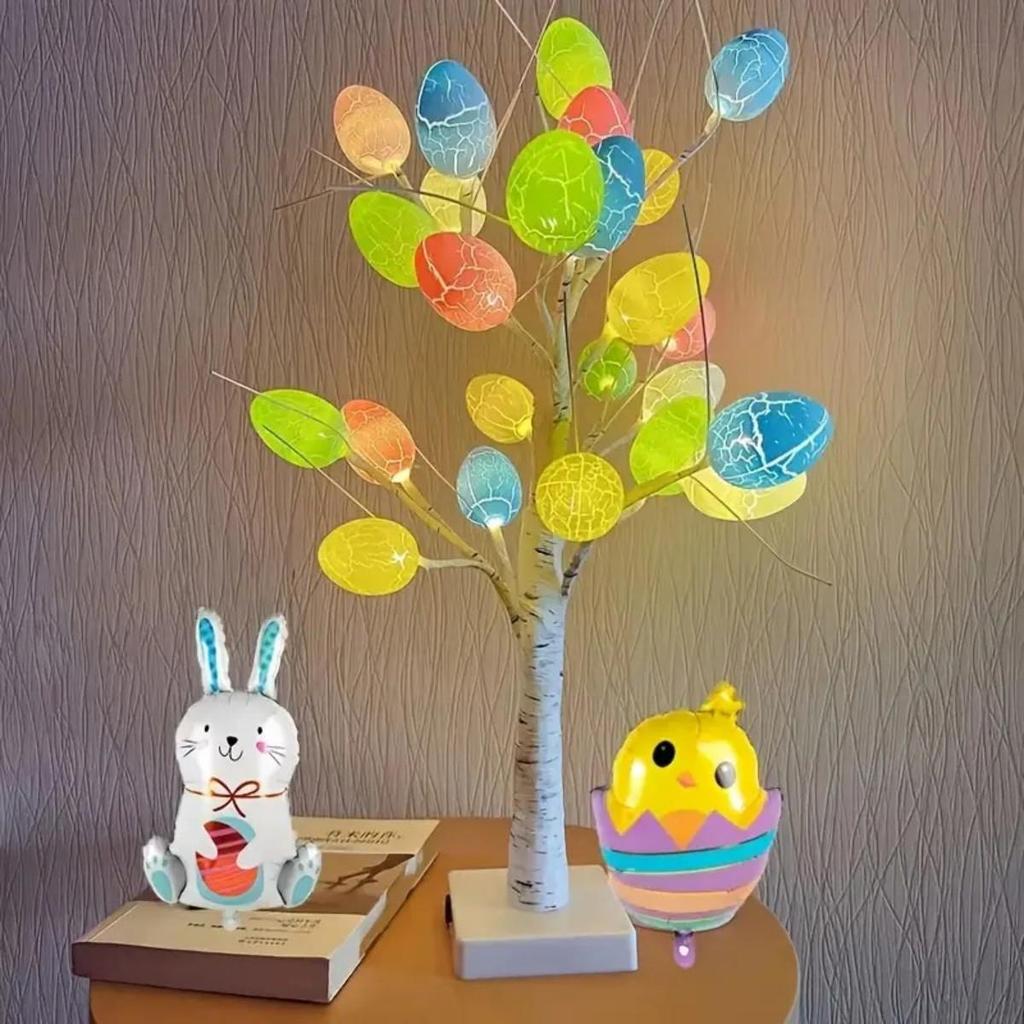 LED Easter Egg and Christmas Birch Tree Lights for Home and Party Decorations