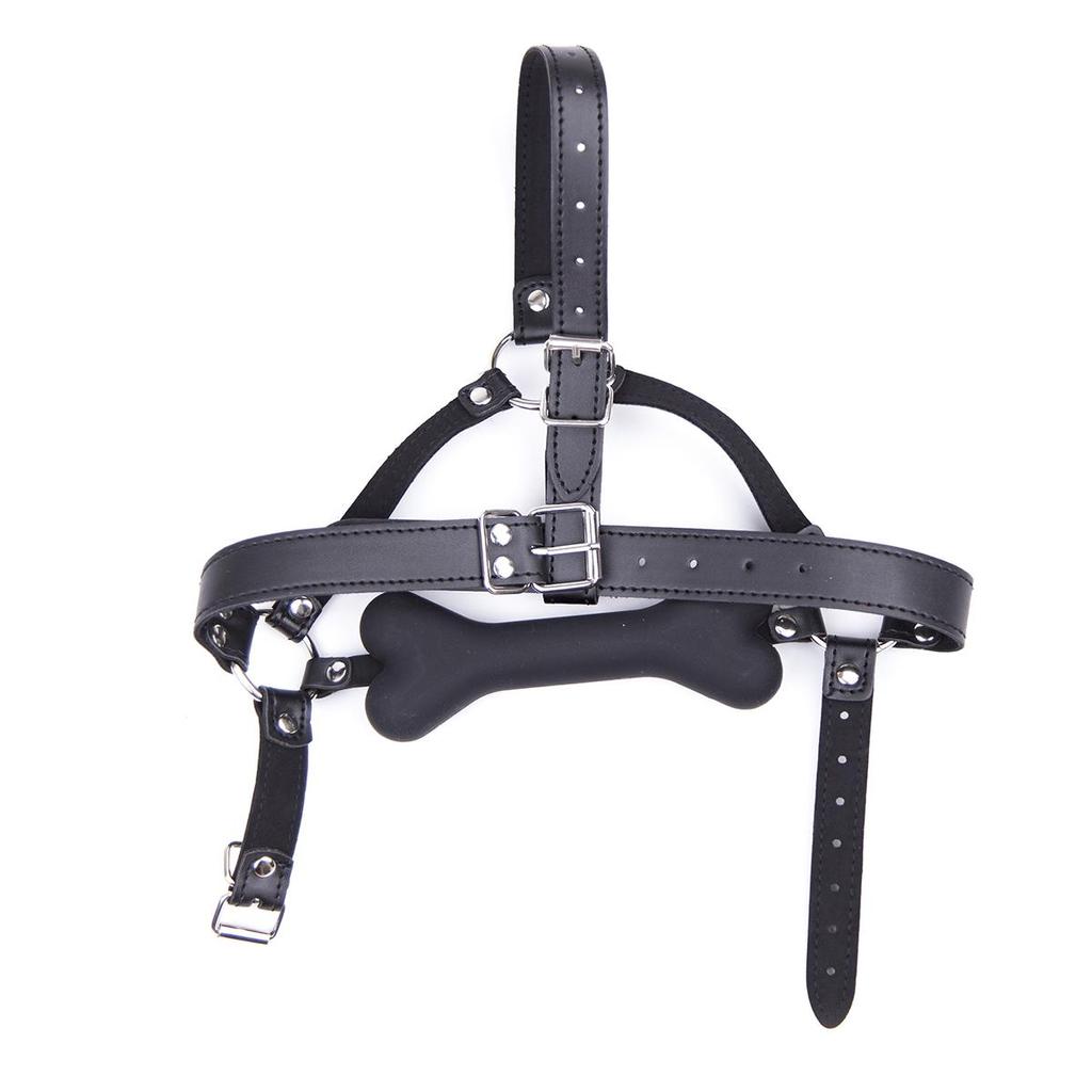 VaHppy Masks Silicone Dog Bone Gag 3colors Pink/Red/Black PU Belt SM BDSM Sex Toys For Couples Games Flirting Bondage Adult