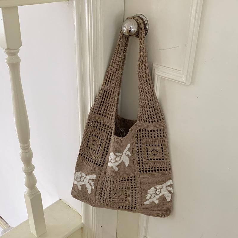 

SHEIN Retro Hollow-Out Knit Travel Shoulder Bag - Large Capacity Niche Design