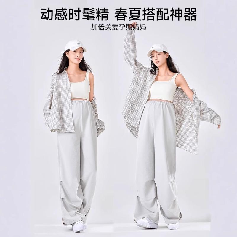 Maternity Pants Summer Thin Outer Wear Wide-leg Pants Spring and Autumn Do Not Restrain the Stomach Pregnancy Casual Straight Pants Spring and Summer