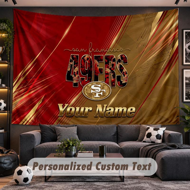 Wall Hanging Tapestry Custom NameSan Francisco 49ers Pattern Personalized Printed Fabric Wall Decor