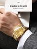 Tycoon Gold Men's Stainless Steel Double Calendar Waterproof Watch