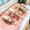 3 Style Available Beetles Miniature Figurine Small Desk Decoration Vintage Copper Insect Tea Pets Ornament Home Decor Accessory