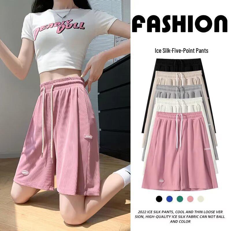 

Women s Loose Fit High-Waist Mid-Length Sports Shorts 5XL синій