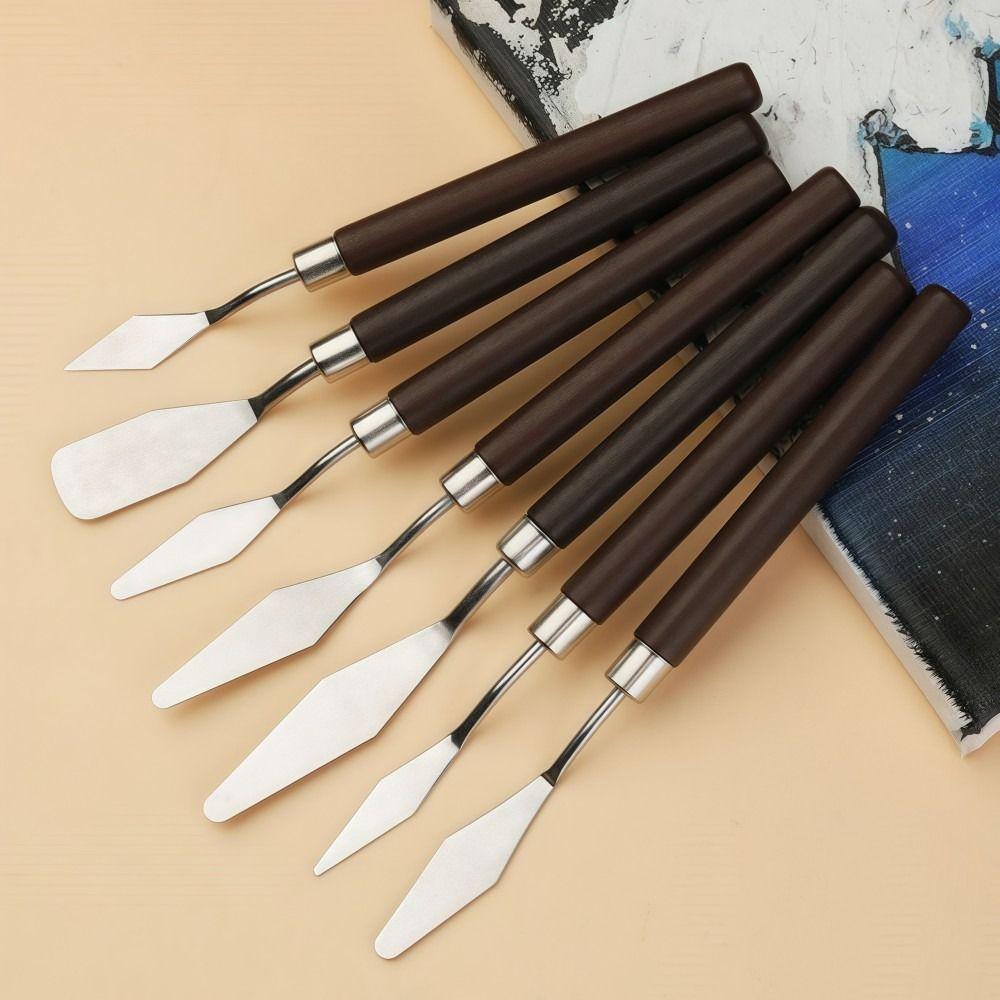 7PCS Stainless Steel Art Oil Painting Scraper Set Lightweight Painting Scraper Set  Drawing Tools