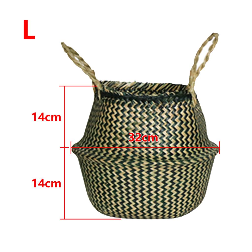 Seaweed Woven Flower Basket Woven Belly Basket Woven Basket Storage Basin Belly Basket Storage Flower Pot Basket