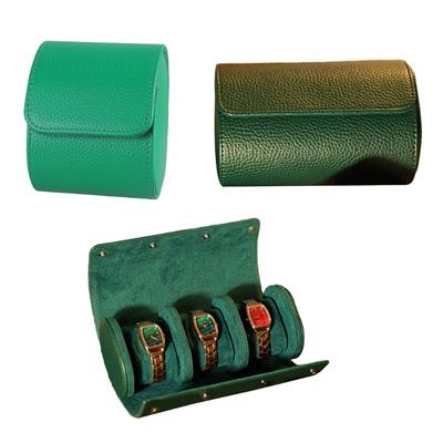 Vintage Leather Watch Holder Box Watch Roll Case Round Buckle Watch Pocket Bag Outdoor Convenient Couple Watch Storage