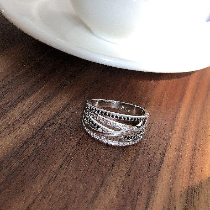 925 Sterling Silver Simple Splicing Rings New Fashion Sparkling Zircon Fine Jewelry Elegant Wedding Party Accessories For Women