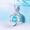 Mingchi Fashion Heart-shaped Blue Topaz Silver Necklace for Women - Simple Korean Clavicle Chain with Natural Crystal Gemstone