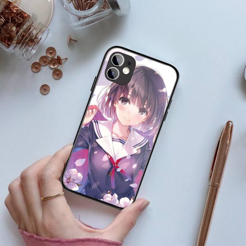 Katou Megumi Saekano Phone Case For IPhone 14 13 12 11 XS X 8 7 6 Plus Mini Pro Max SE 2022 Black PC TPU Glass Phone Cover