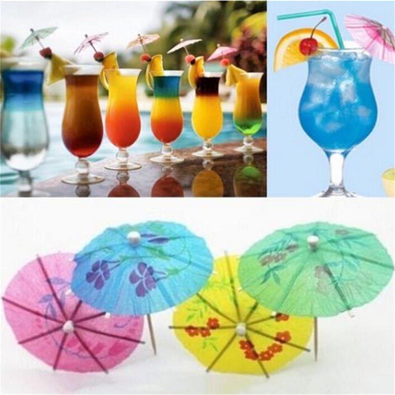 40Pcs Paper Cocktail Parasols Umbrellas Party Wedding Supplies Luau Drink Stick