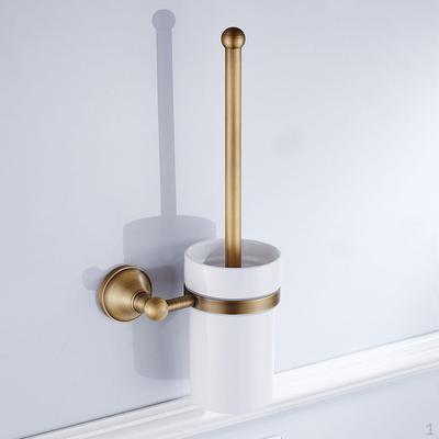 Brass Bathroom Toilet Brush Set Holder with Ceramic Cup