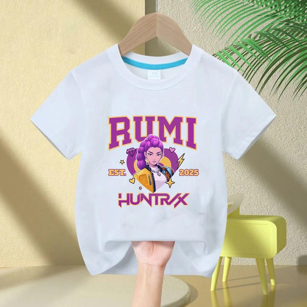 Soft Cotton T-Shirt for Girls, 2026 Movie Design,Children's Clothing,Gifts for K-Pop Demon Hunters Fans, Fashionable Casual Tops