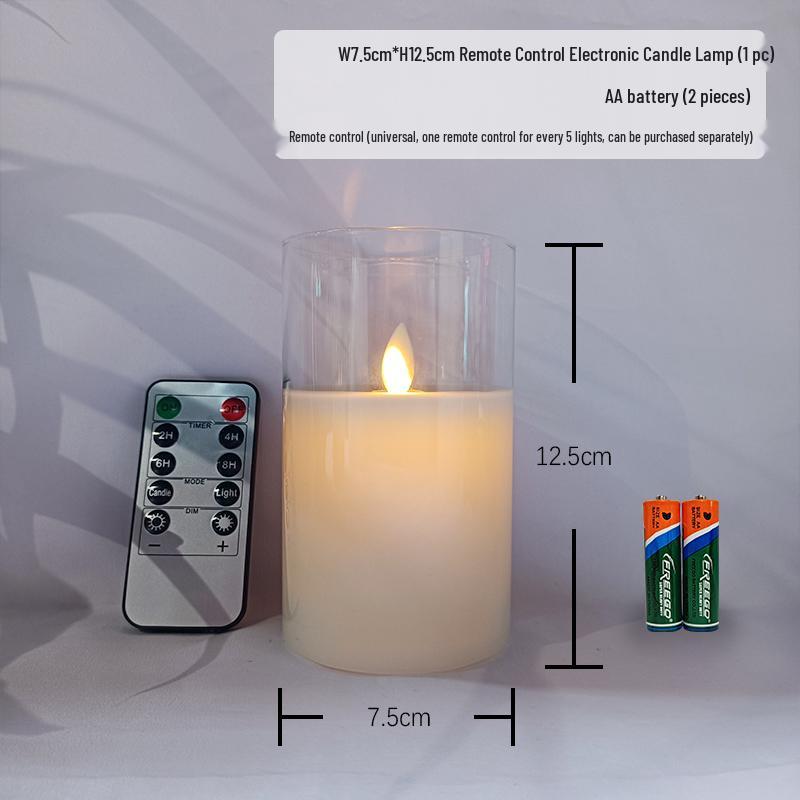 Remote-Controlled LED Glass Candle Lamp with Flickering Flame - Ideal for Romantic Home Decor and Weddings