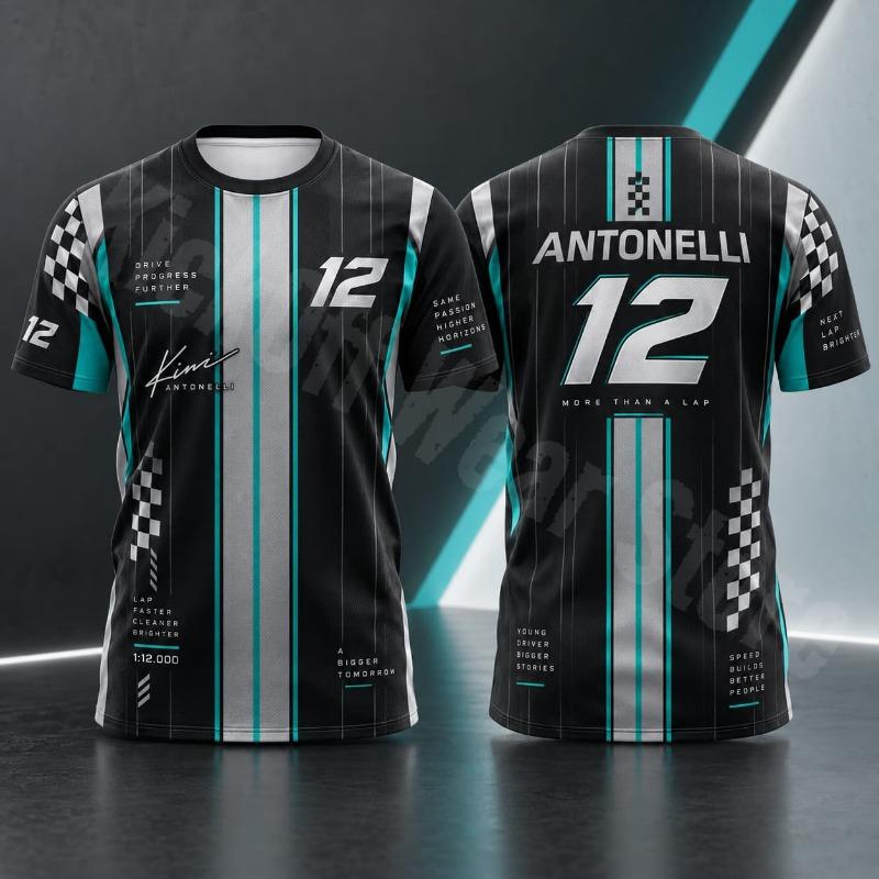 Antonelli 12 Koszulka Letnia Styl Wyścigowy Graficzna Koszulka Casual Streetwear Koszulka dla Fana Sportów Motorowych Unisex Do Codziennego Użytku
