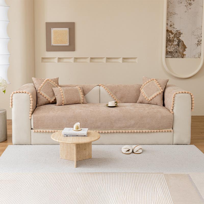 Nordic Sofa Cushion Combination Thickened Non-Slip Cover Cover Fur Ball Sofa Cushion Cover Towel Dustproof Four Seasons Cover Towel