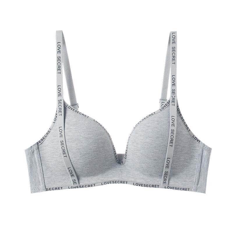 Comfortable and seamless fashion letters without steel rings gather to show large petals breathable cup text