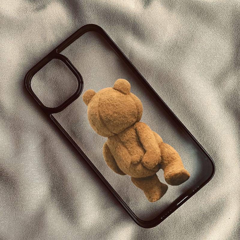Cartoon Teddy Bear Couple Phone Case For iPhone 14 Pro MAX 15 11 13 12 XS X SE20 XR 7 8Plus Shockproof Bumper Clear Cover Fundas