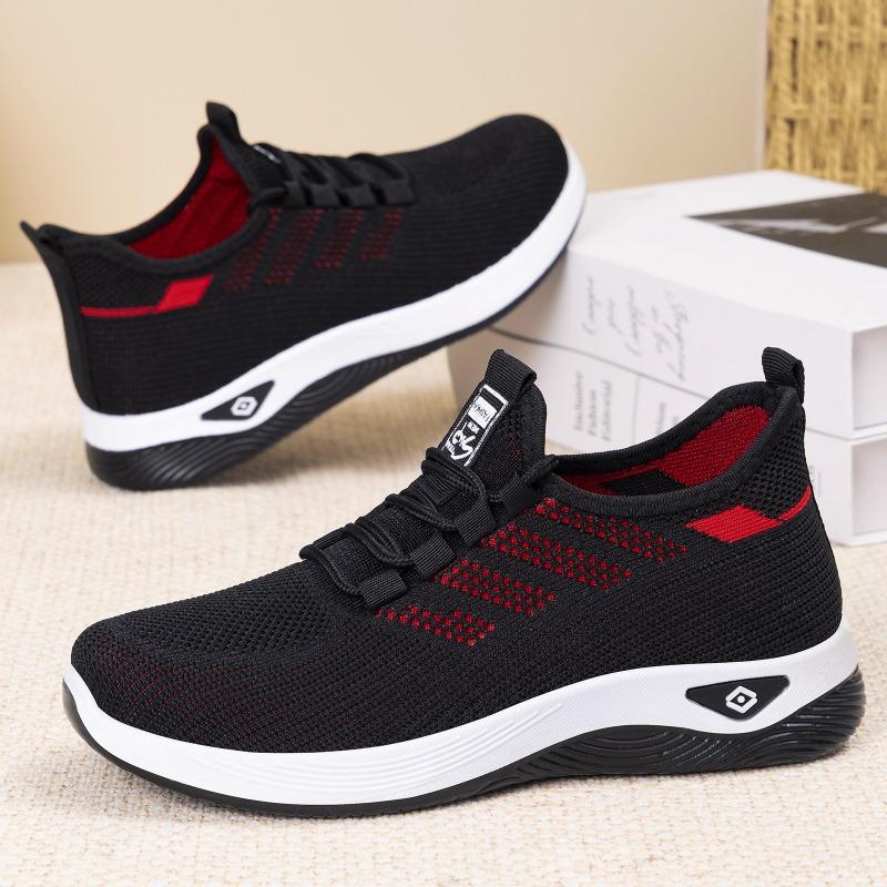 Shoes Women's Flying Woven Casual Shoes, a Breathable Single Shoe, Soft-soled Comfortable Shoes, Women's Simple Lace-up Mesh Shoes
